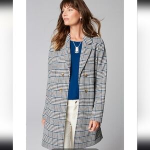 J. Jill Long Plaid Duster Plaid Jacket w Pockets Sz M Petite